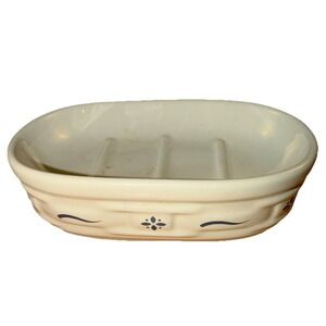 Longaberger Pottery Woven Traditions Classic Blue Soap Dish USA